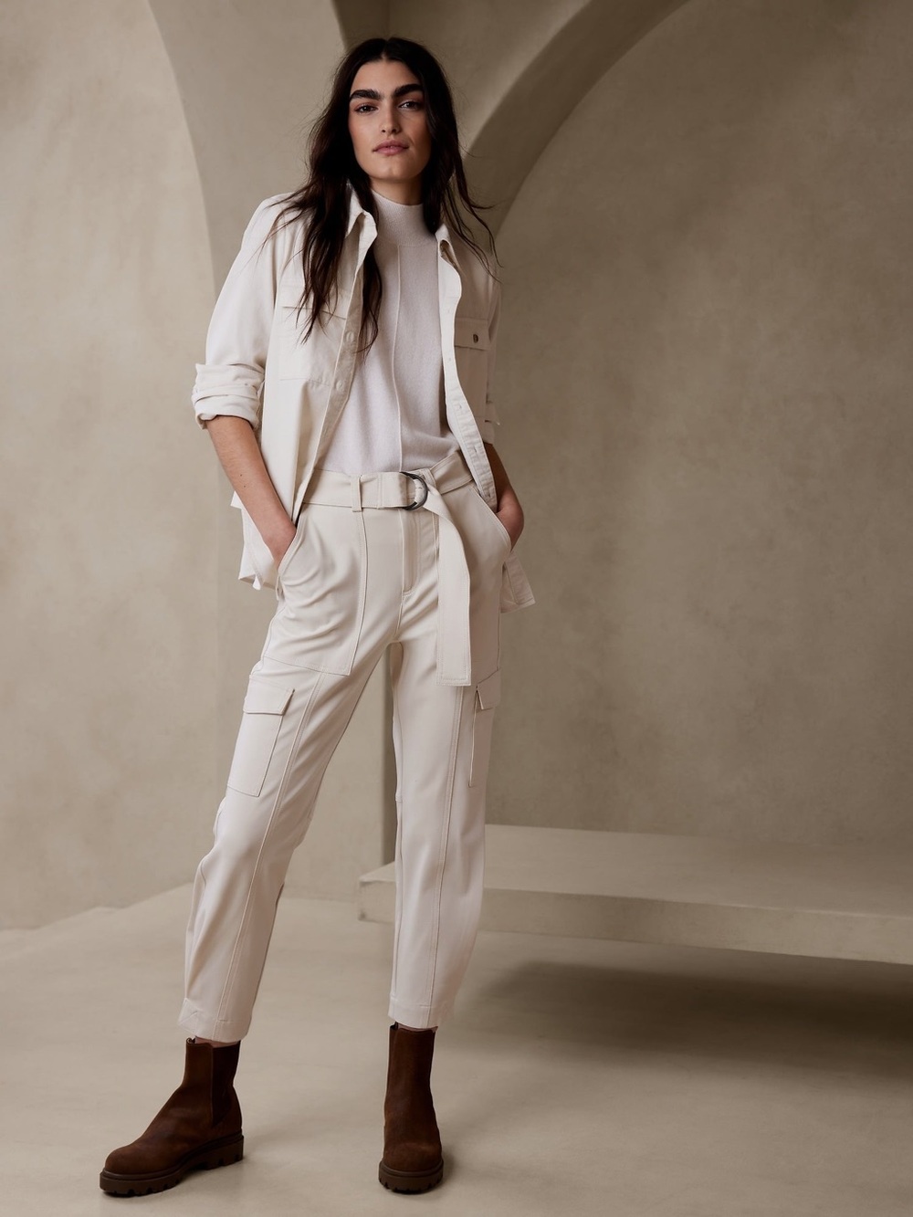 Banana Republic slim refined stretch belted cargo pants